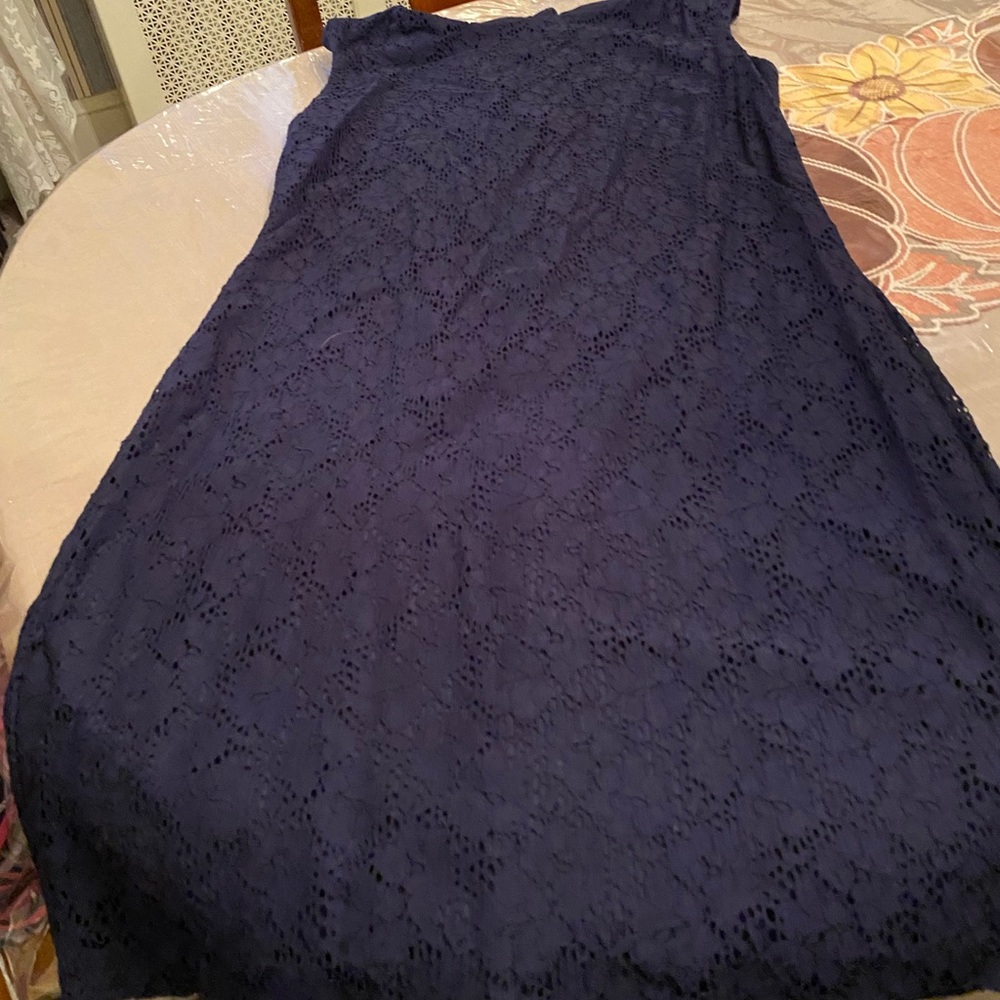 Chaps Navy Blue Lace Dress